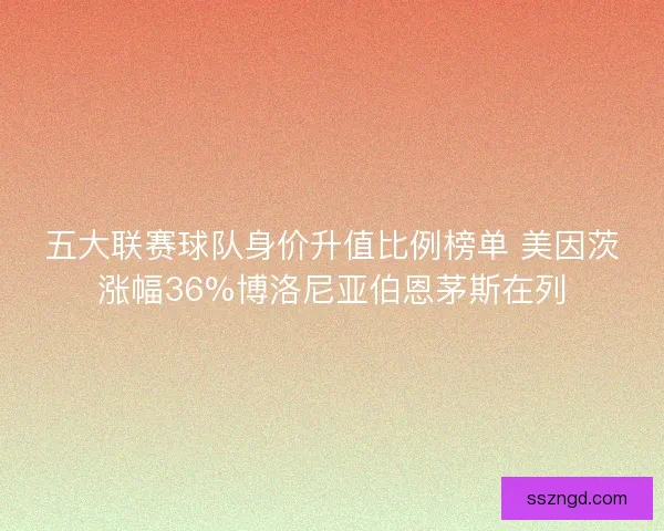 五大联赛球队身价升值比例榜单 美因茨涨幅36%博洛尼亚伯恩茅斯在列 五大联赛球队身价升值比例榜单 美因茨涨幅36%博洛尼亚伯恩茅斯在列