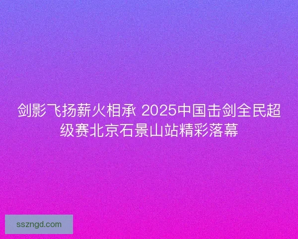剑影飞扬薪火相承 2025中国击剑全民超级赛北京石景山站精彩落幕 剑影飞扬薪火相承 2025中国击剑全民超级赛北京石景山站精彩落幕