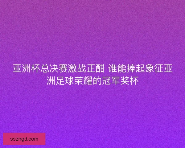亚洲杯总决赛激战正酣 谁能捧起象征亚洲足球荣耀的冠军奖杯 亚洲杯总决赛激战正酣 谁能捧起象征亚洲足球荣耀的冠军奖杯