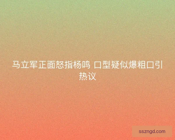 马立军正面怒指杨鸣 口型疑似爆粗口引热议 马立军正面怒指杨鸣 口型疑似爆粗口引热议