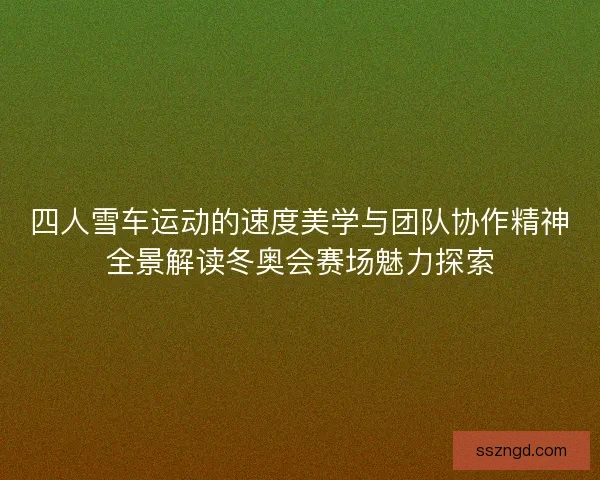 四人雪车运动的速度美学与团队协作精神全景解读冬奥会赛场魅力探索