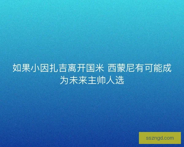如果小因扎吉离开国米 西蒙尼有可能成为未来主帅人选 如果小因扎吉离开国米 西蒙尼有可能成为未来主帅人选